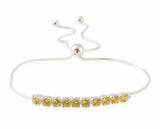 Sterling Silver Yellow CZ Adjustable Sliding Bracelet