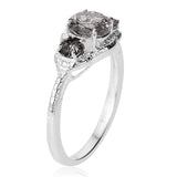 Sterling Silver Tourmalinated Quartz Trilogy Halo Ring (size 6)