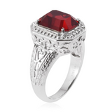 Stainless Steel Red SWAROVSKI Light Siam Crystal Openwork Ring (Size 6)