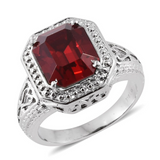 Stainless Steel Red SWAROVSKI Light Siam Crystal Openwork Ring (Size 6)