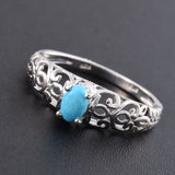 Platinum Sterling Silver Arizona SLEEPING BEAUTY TURQUOISE Filigree Ring