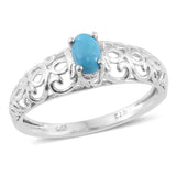 Platinum Sterling Silver Arizona SLEEPING BEAUTY TURQUOISE Filigree Ring