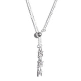 Platinum/Sterling Silver Cubic Zirconia Stars Adjustable " Y " Necklace (24 in)