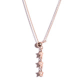 14K Rose Gold/Sterling Silver CZ Stars Adjustable "Y" Necklace 24 in