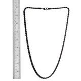 SET of 2 Black Rhodium Stainless Steel Enlarged CURB & ROPE Chain 24" Unisex