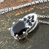 Sterling Silver Thai Black Spinel Pendant and 20" Chain