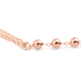 14K Rose Gold/Sterling Silver Curb Link & Bead Adjustable Chain Necklace 20"