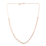 14K Rose Gold/Sterling Silver Curb Link & Bead Adjustable Chain Necklace 20"