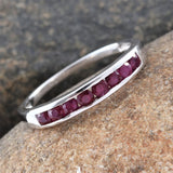 Sterling Silver Channel Set Burmese RUBY Stackable Band Ring (.600 cts)