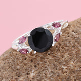 Sterling Silver Thai Black Spinel & Rhodolite Garnet Ring (size 5)