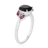 Sterling Silver Thai Black Spinel & Rhodolite Garnet Ring (size 5)