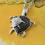 Black Rhodium & Sterling Silver Mother/Baby Turtle Pendant Black Diamond Accent 20"