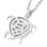 Black Rhodium & Sterling Silver Mother/Baby Turtle Pendant Black Diamond Accent 20"