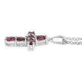 Platinum over Sterling Silver Rhodolite GARNET Cross Pendant & 20" Chain