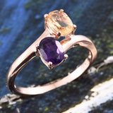 14K Rose Gold over Sterling Silver 1.55cts. AMETHYST & CITRINE Bypass Ring