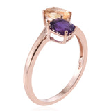 14K Rose Gold over Sterling Silver 1.55cts. AMETHYST & CITRINE Bypass Ring