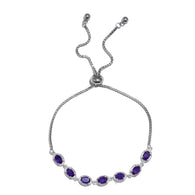 Sterling Silver AMETHYST Halo Adjustable Sliding Bolo Bracelet (3.10 cts.)