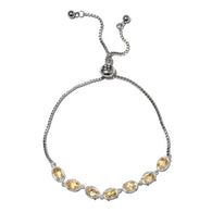 Sterling Silver Brazilian CITRINE Halo Adjustable Sliding Bolo Bracelet (3.13cts)