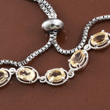 Sterling Silver Brazilian CITRINE Halo Adjustable Sliding Bolo Bracelet (3.13cts)