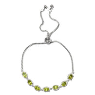 Sterling Silver Chinese PERIDOT Halo Adjustable Sliding Bolo Bracelet (3.10 cts.)