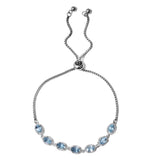 Sterling Silver Sky Blue TOPAZ Halo Adjustable Sliding Bolo Bracelet (3.80cts)