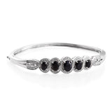 Platinum over Bond Brass 5.4cts Black SAPPHIRE Bangle Bracelet (size 7.25")