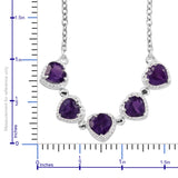 Sterling Silver African AMETHYST 3.10 ct. Heart Halo 18" S. Steel Necklace