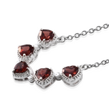 Sterling Silver Mozambique GARNET 3 ct Heart Halo 18" S. Steel Necklace