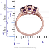 14K Rose Gold over Sterling Silver Oval African AMETHYST Trilogy Ring