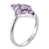 Sterling Silver Pear Shaped Rose De France AMETHYST Cluster Ring