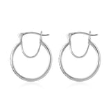 Platinum over Sterling Silver (3.4g) Hammered Hoop Earrings 1 1/2"