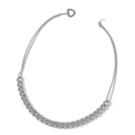 Stainless Steel Double Strand Box Curb Link Chain Necklace (20 in) Toggle Heart Closure