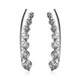 Stainless Steel 7ct Cubic Zirconia Stud & Ear Climber Earrings SET