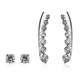 Stainless Steel 7ct Cubic Zirconia Stud & Ear Climber Earrings SET