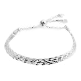 SET of 2 Sterling Silver/14K YG over Silver Braided Adjustable Bracelet