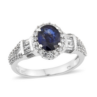 Platinum over Sterling Silver Masoala SAPPHIRE, Zircon & Topaz Halo Ring 3.94 cts