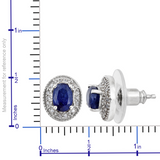 Platinum over Sterling Silver Masoala SAPPHIRE & Zircon Halo Stud Earrings