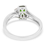 Rhodium/Sterling Silver 1.1ct. Cushion Russian CHROME DIOPSIDE & Zircon Solitaire Ring