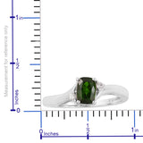 Rhodium/Sterling Silver 1.1ct. Cushion Russian CHROME DIOPSIDE & Zircon Solitaire Ring