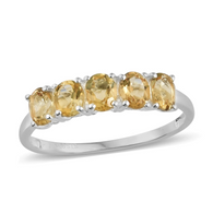 Sterling Silver Brazilian CITRINE Oval Gemstone 5 Stone Ring