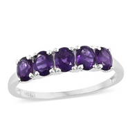 Sterling Silver Lusaka AMETHYST Oval Gemstone 5 Stone Ring