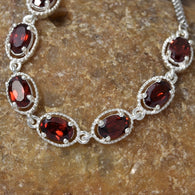 Sterling Silver Mozambique GARNET Halo Adjustable Bolo Bracelet (3.80cts.)