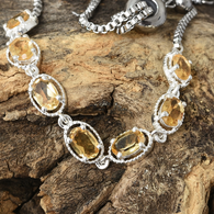 Sterling Silver/Stainless Steel Brazilian CITRINE Halo Adjustable Bolo Bracelet (3.25cts)