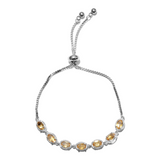 Sterling Silver/Stainless Steel Brazilian CITRINE Halo Adjustable Bolo Bracelet (3.25cts)