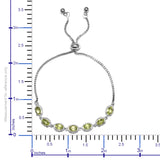 Sterling Silver/Stainless Steel Chinese PERIDOT Halo Adjustable Bolo Bracelet (3.64 cts.)