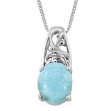 Platinum/Sterling Silver 5.60 cts. LARIMAR Ring & Pendant Set with Chain (size 7)