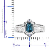 Platinum/Sterling Silver London Blue & White TOPAZ with Tanzanite Art Deco Ring