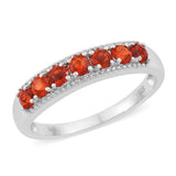 Platinum/Sterling Silver 7 Stone Crimson Fire Opal Stackable Ring (size 5)