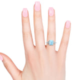 Platinum over Sterling Silver 4.75 cts. LARIMAR & ZIRCON Ring (size 9)