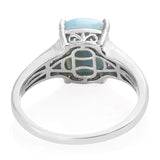 Platinum over Sterling Silver 4.75 cts. LARIMAR & ZIRCON Ring (size 9)